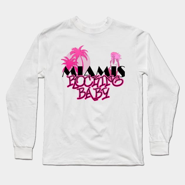 Pink Miami's Rockin Baby Long Sleeve T-Shirt by EightiezJunkie